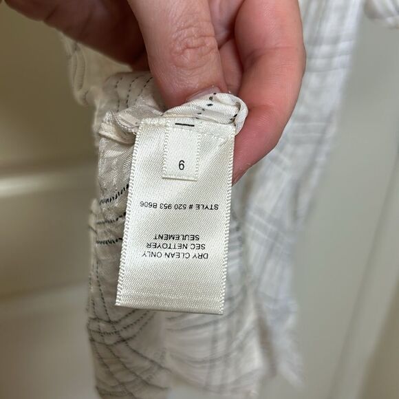 REBECCA TAYLOR - “Jules” Plaid Short-Sleeve Silk Blouse - Size 6, White, Black - Picture 15 of 17